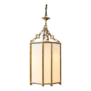 Antique French Bamboo Brass Pendant Large For Sale