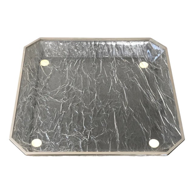 Ice Effect Acrylic Glass & Metal Tray Centerpiece, Italy, 1970s For Sale