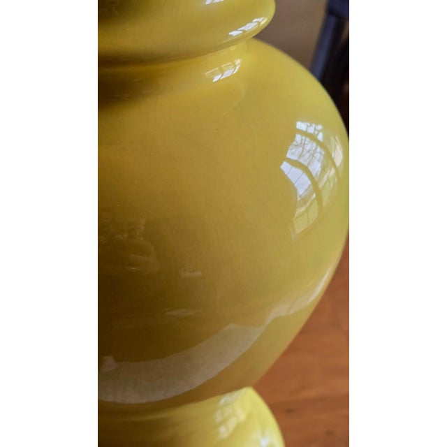 Vintage Grandmillennial Style Yellow Gingerjar Lamps For Sale - Image 4 of 14