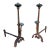 Pair of 19th Century Rustic Carved Iron and Bronze Fireplace Andirons For Sale