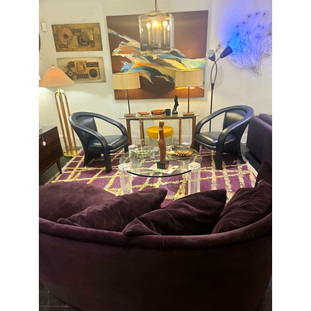 Pair Marge Carson Post Modern Leather Club Chairs For Sale - Image 9 of 9