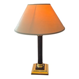Empire Table Lamp in Gilded Brass and Black Lacquer, 1980s For Sale
