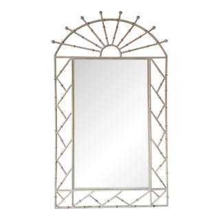 1970’s Coastal Hollywood Regency Faux Bamboo Metal Wall Mirror For Sale