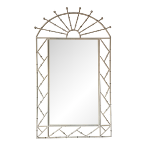 1970’s Coastal Hollywood Regency Faux Bamboo Metal Wall Mirror