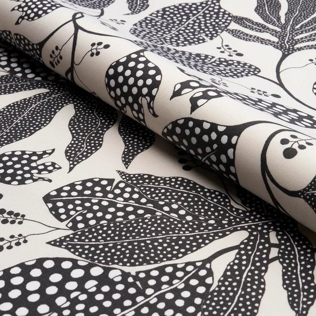 Schumacher SAMPLE - Schumacher x Marian Mcevoy Polka Dot Jungle Fabric In Black & Cream For Sale - Image 4 of 4