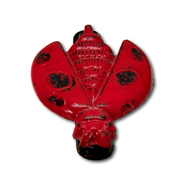 Hard to Find Large Size Vintage 1930s Cast Iron Ladybug Door Knocker With Nice Original Paint For Sale - Image 4 of 12
