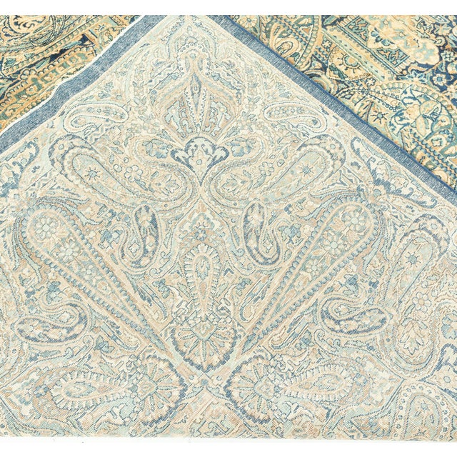 Antique Persian Kirman Floral Beige Handmade Wool Rug For Sale In New York - Image 6 of 9