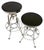 A Handsome Pair of Vintage Restoration Hardware Adjustable Stools. Made of Chrome with a Dark Wood Stained Seat. A Classic...