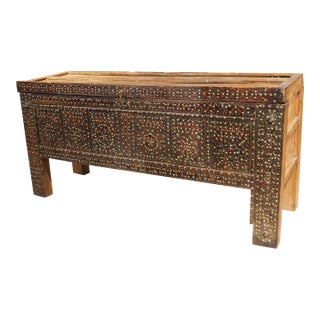 Antique North African Iron Studded Cedar Chest or Console Table, Circa 1880s For Sale