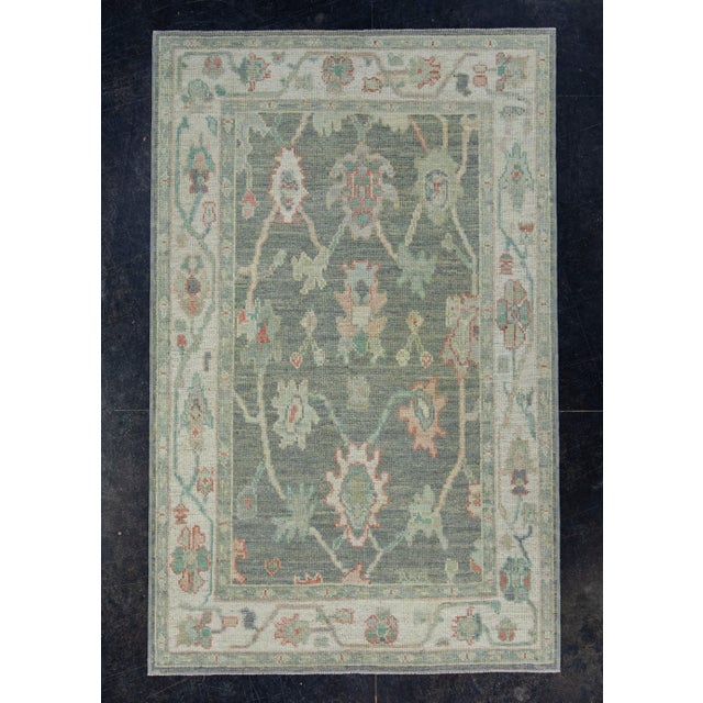 Green Turkish Oushak Rug 3'10" x 6' #17721 For Sale - Image 8 of 8