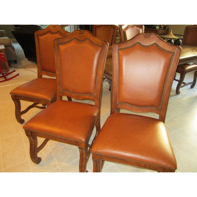 Stanley Leather Dining Chairs Set of 6 Chairish