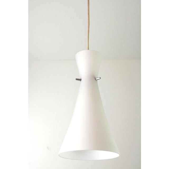 1960s Pendant Lamp in White Opal Glass from Nikoll, 1960s For Sale - Image 5 of 6