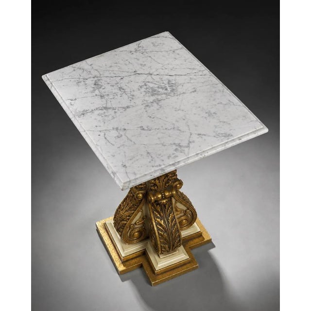 Pair of 1970 Fuggiti Studios Gilt Marble Top Pedestal Side Tables For Sale - Image 9 of 10