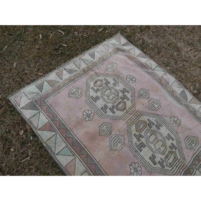 Rustic Distressed Oushak Rug 3′12″ × 4′7″ For Sale - Image 3 of 10