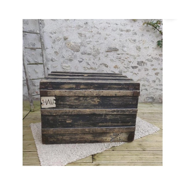 Large Black Trunk, 1920s For Sale - Image 3 of 6