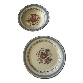 Vintage 1970s Porcelain Dish and Saucer - Set of 2 For Sale