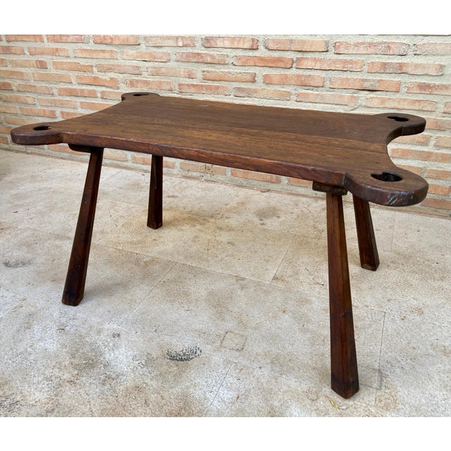 Mid 20th Century French Wooden Rustic Side Table, 1960´S For Sale - Image 10 of 18
