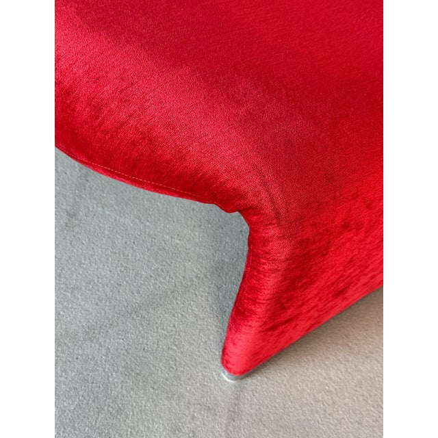 Artifort 1970s Original Alky Chair Attributed to Giancarlo Piretti in Red Velvet For Sale - Image 4 of 6