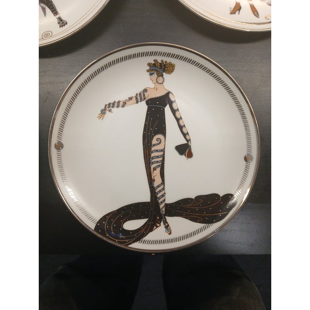 Limited edition House of Erté fine porcelain plates. Sevenarts Ltd. and The Franklin Mint. Set of 5: 1) La Merveilleuse 2)...