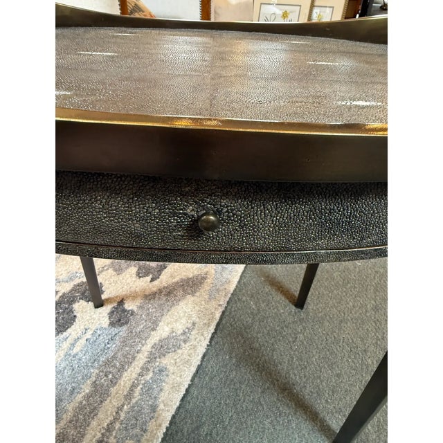 Black R & Y Augousti Black Shagreen Side Tables, Pair For Sale - Image 8 of 11