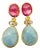 Bochic "Orient" Multi Sapphire, Aquamarine & Ruby Earrings Set 18K Gold&Silver For Sale