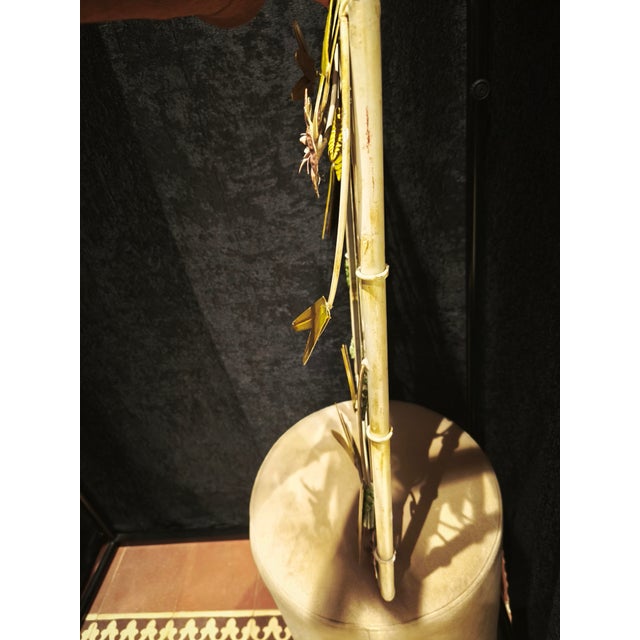 Mid-Century Modern Mid-Century Modern Italian Faux Bamboo and Floral Metal Wall Mirror, 1970s For Sale - Image 3 of 6