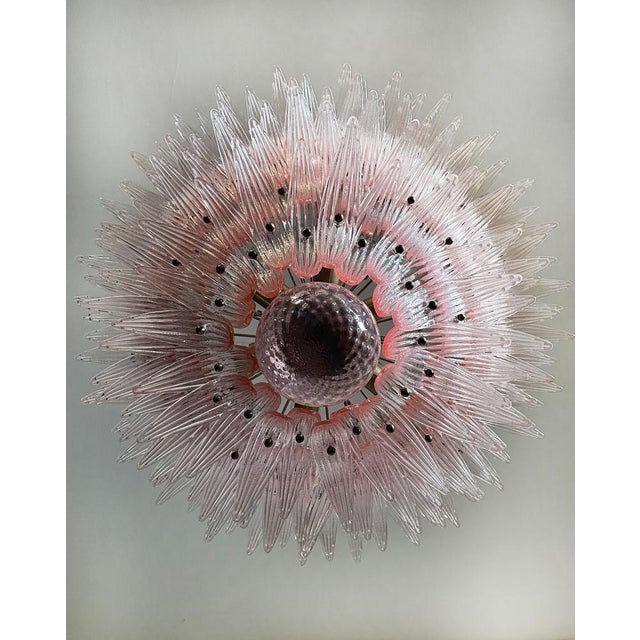 Palmette Ceiling Light with Four Levels and Pink Glasses For Sale - Image 5 of 18