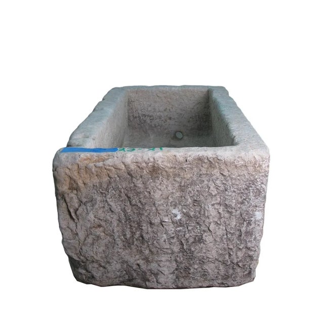 54" Inch Long Hand Chiseled Stone Trough 21 For Sale - Image 4 of 8