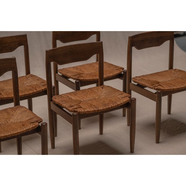 Mid-Century Wengé and Rattan Dining Chairs, 1970s, Set of 6 For Sale - Image 17 of 18