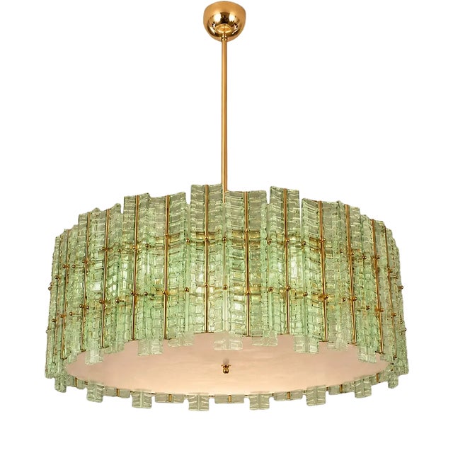 Italian Greentropical Murano Glass Gold Round Chandelier by Simoeng For Sale