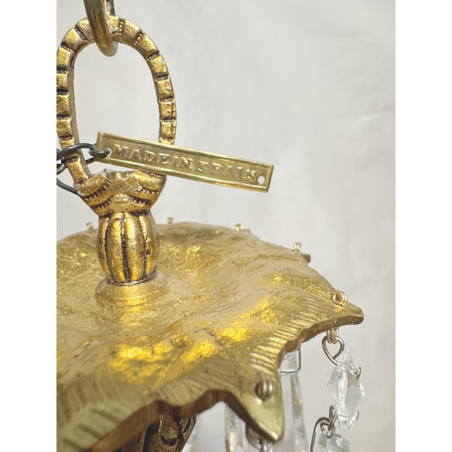 Metal Vintage Brass Upside Down Layered Cake Chandelier For Sale - Image 7 of 9