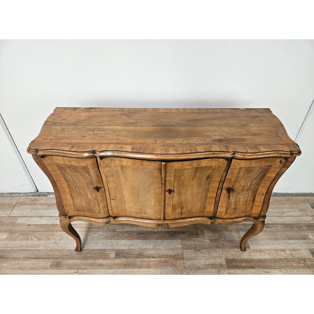 Small Baroque-Style Walnut Sideboard with Four Doors, 1960 For Sale - Image 4 of 18
