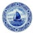 Mid 20th Century Hand Painted White and Blue Delft Sailing Boat Wall Decorative Plate For Sale