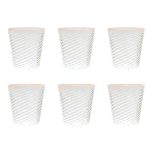 Celerie Kemble Glassware for Chairish Twisty Cups in Champagne with Rose Pink Rim, Set of 6