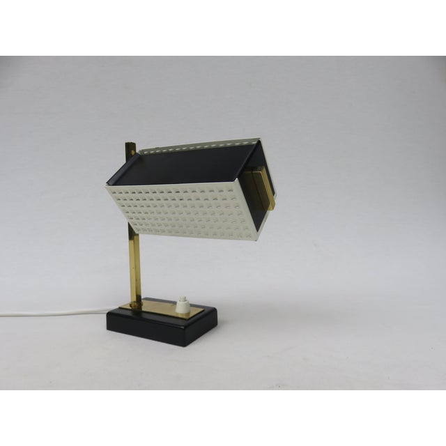Small Mid-Century Brass, Black & White Bedside Table Lamps, 1950s, Set of 2 For Sale - Image 13 of 18