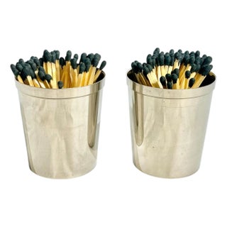 Pair Vintage Art Deco English Silver Plate Tumbler Cups With Gilded Interiors For Sale