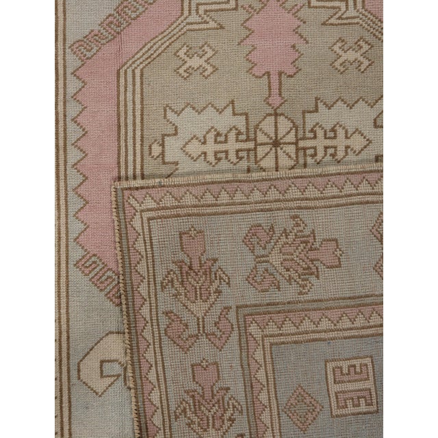 Textile Vintage Circa 1940 Turkish Oushak Area Rug 4'7 X 6'7 For Sale - Image 7 of 10