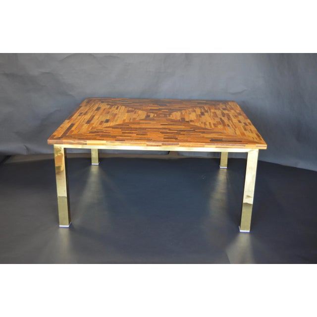 Stone Late 20th Century Custom Square, Tiger's Eye Table With Gold Legs For Sale - Image 7 of 8