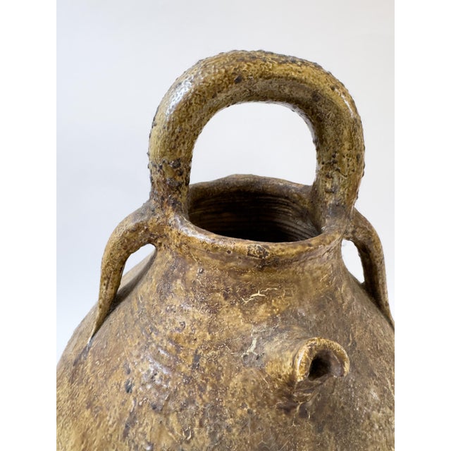 Antique French Glazed Terracotta Walnut Oil Jug (Cruche) With Four Handles, C. 1900 For Sale - Image 12 of 17