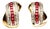 Late 20th Century Pair of 14K Yellow Gold Diamond Ruby Huggie Half Hoop Earrings For Sale