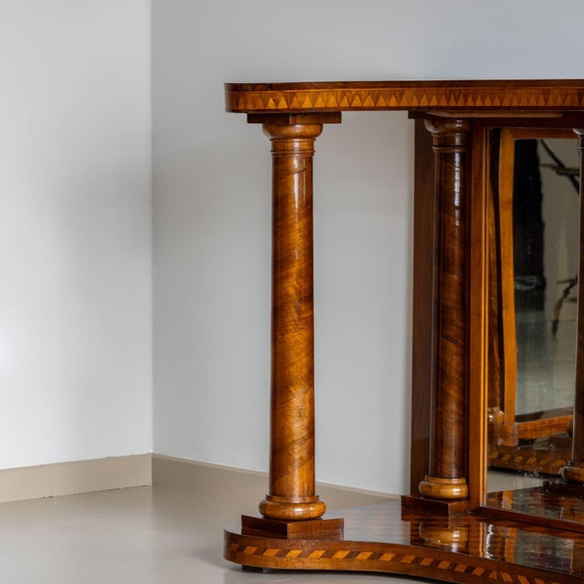 Mid-19th Century Single Parquetry Console Table with Mirror For Sale In New York - Image 6 of 7