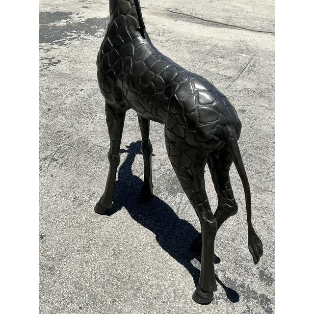 Vintage Boho Monumental Patinated Bronze Giraffe Sculpture For Sale - Image 11 of 11