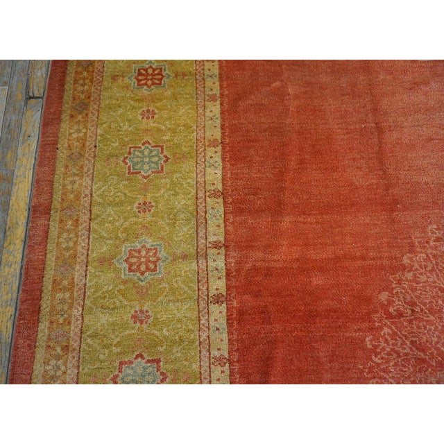 1890s Orange Medallion Antique Turkish Decorative Oushak Rug 11' 2" X 16' 4" Handknotted Wool Carpet For Sale - Image 4 of 6