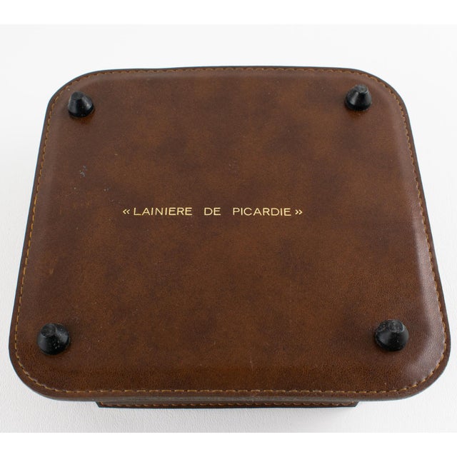 Mid-Century Leather and Crystal Ashtray Catchall Desk Tidy For Sale - Image 15 of 17