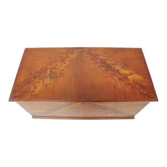 19th Century Primitive Grain Painted Soft Wood Blanket Chest With Turnip Feet 19th Century For Sale - Image 5 of 16