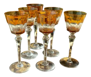 Orange Roemer Glasses Harcourt Model from Maison Baccarat, Set of 6
