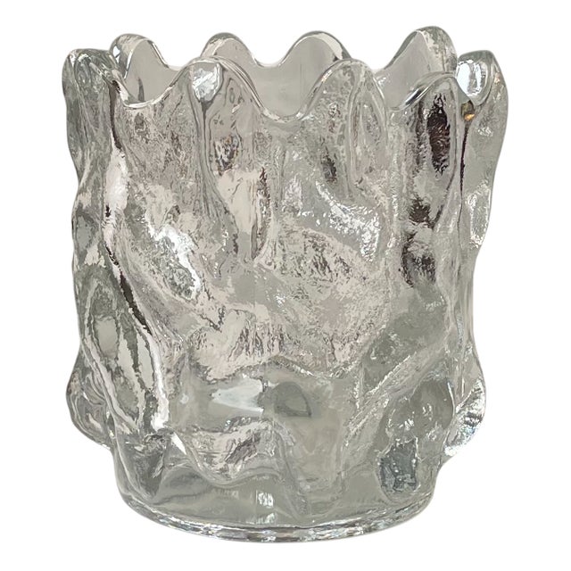 Swedish Modernist Freeform Ice Glass Vase by Göran Wärff for Kosta Boda, 1980s For Sale