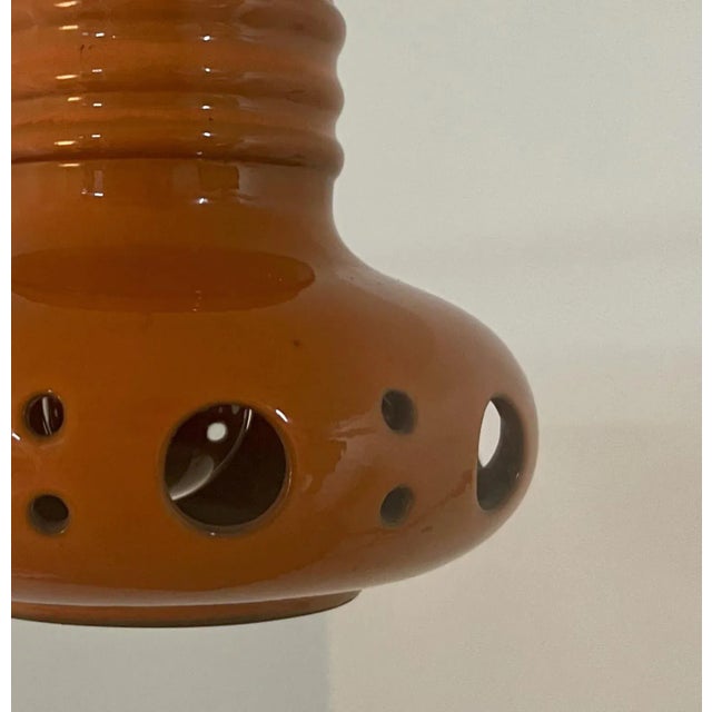 1970s Orange Glazed Ceramic Pendant Lights, Germany, 1970s, Set of 4 For Sale - Image 5 of 13
