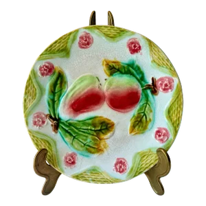 Antique French Majolica Apple and Pear Plate Orchies, Circa 1920