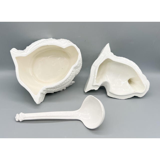 Ceramic Vintage Arnart Traditional Americana White Turkey Gravy Tureen With Ladle - Thanksgiving / Farmhouse For Sale - Image 7 of 14